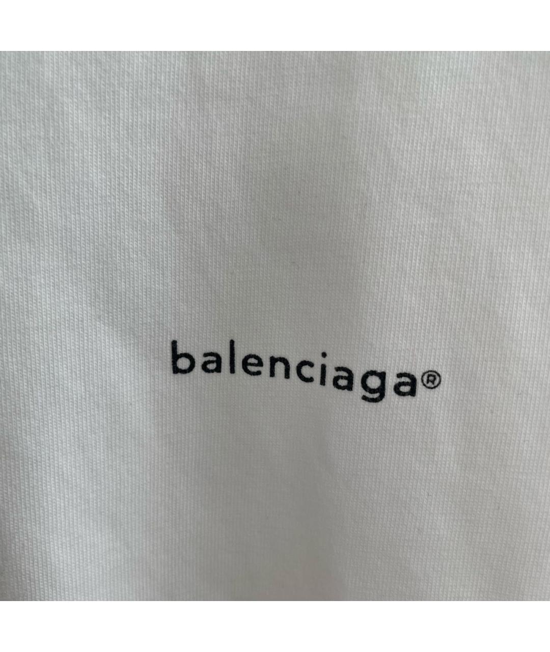 BALENCIAGA Белая хлопковая футболка, фото 4