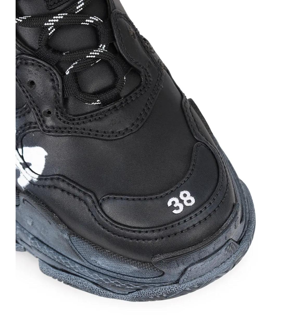 BALENCIAGA Черные кожаные кроссовки, фото 5