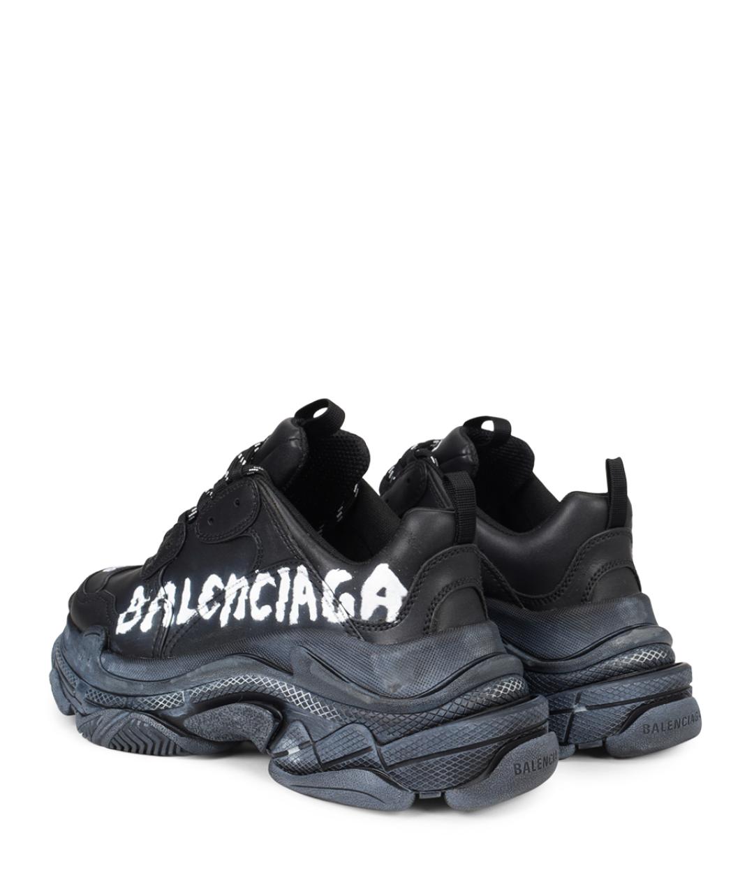 BALENCIAGA Черные кожаные кроссовки, фото 4