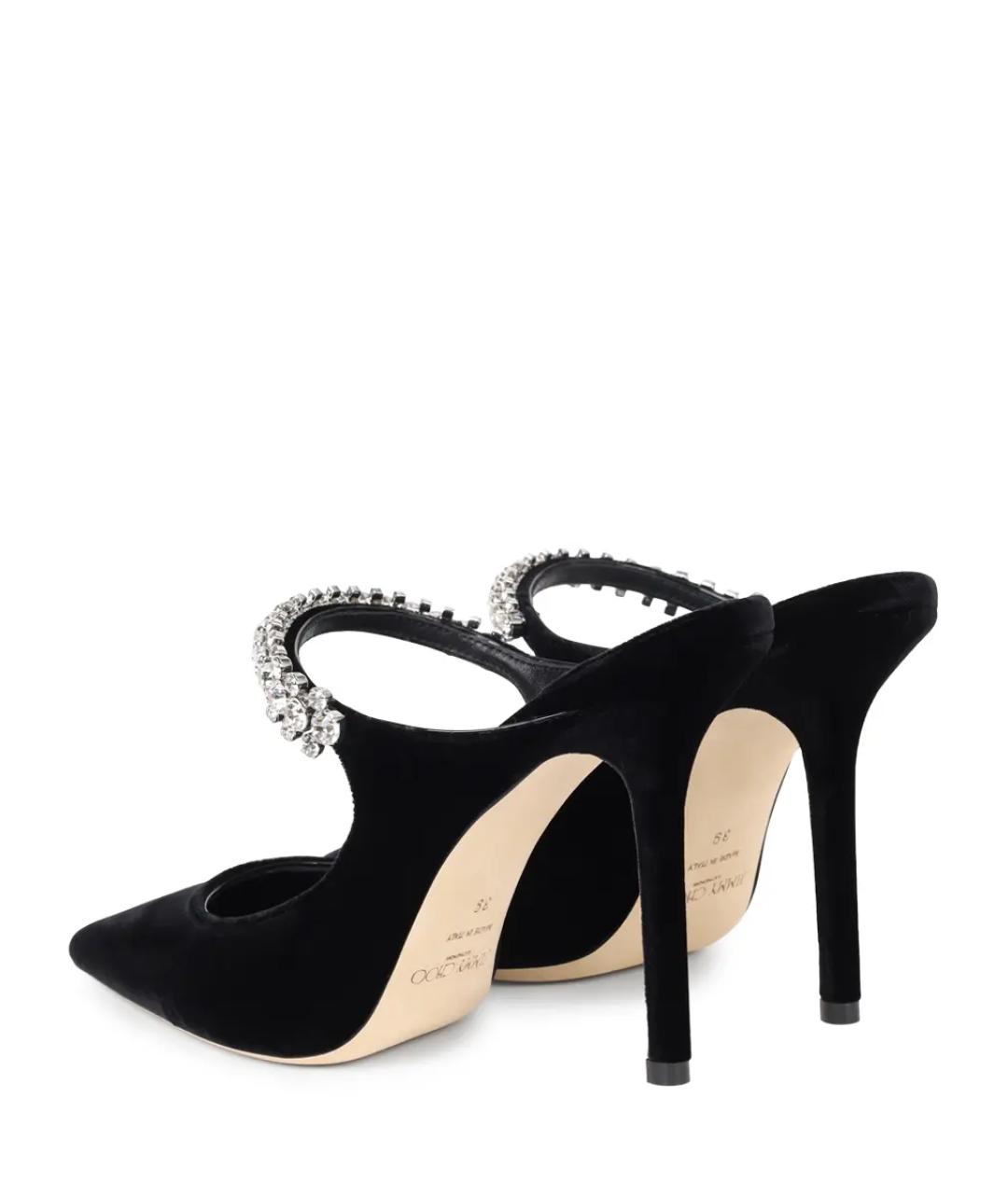 JIMMY CHOO Черные бархатные мюли, фото 4