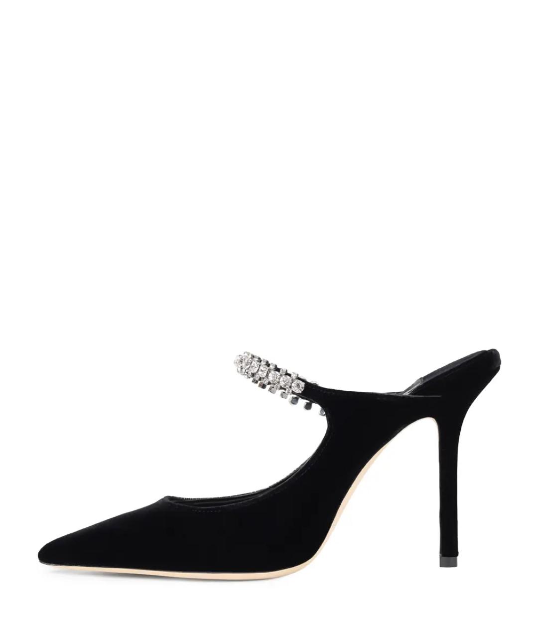 JIMMY CHOO Черные бархатные мюли, фото 3