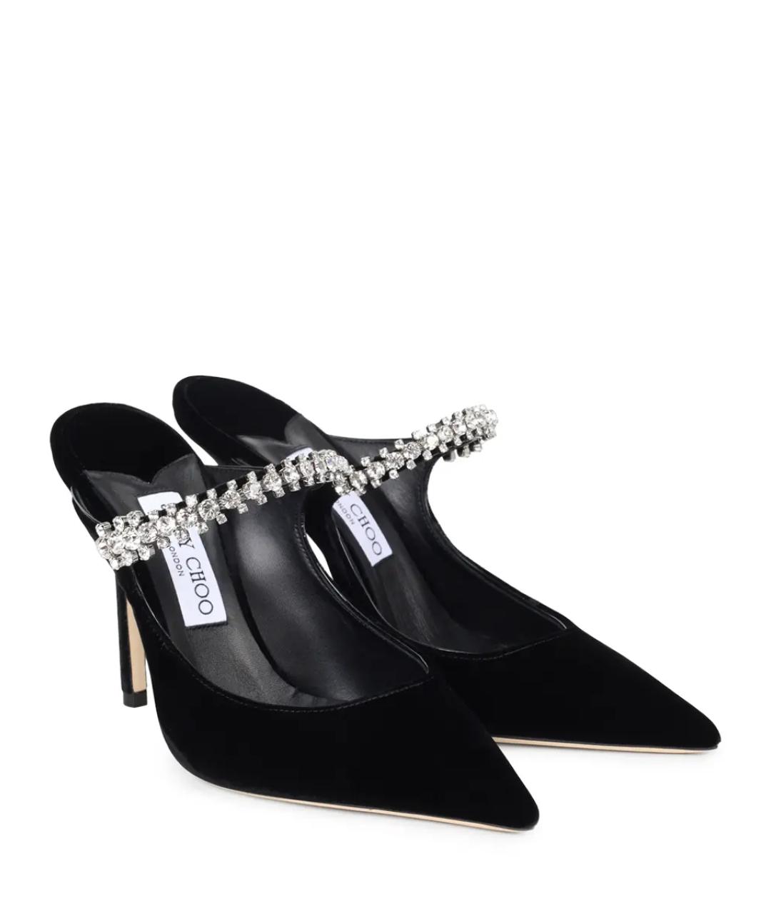 JIMMY CHOO Черные бархатные мюли, фото 2