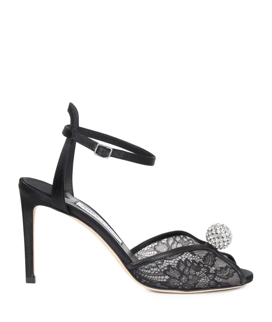 JIMMY CHOO Черные текстильные босоножки, фото 1