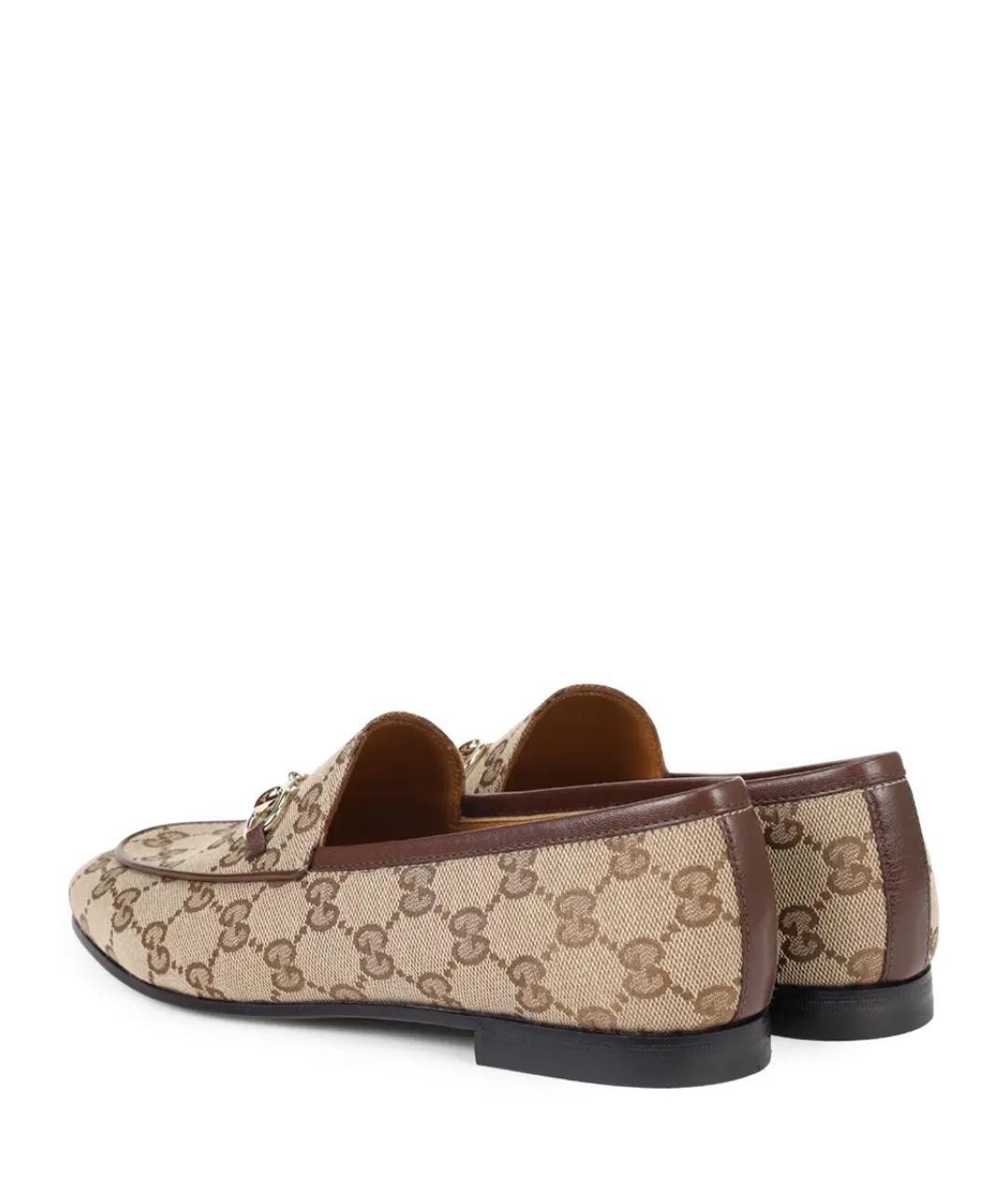 GUCCI Бежевые текстильные лоферы, фото 4