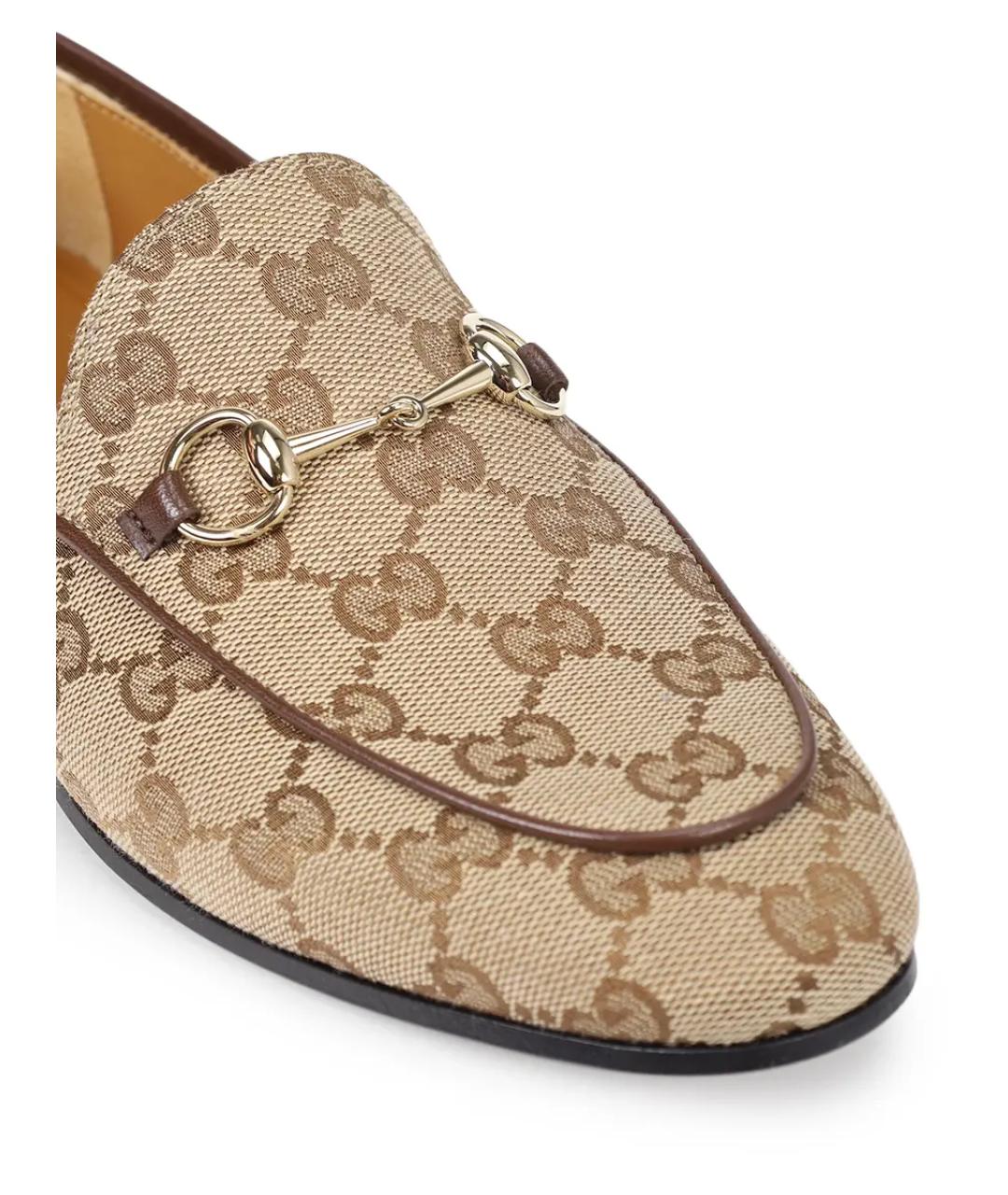 GUCCI Бежевые текстильные лоферы, фото 5