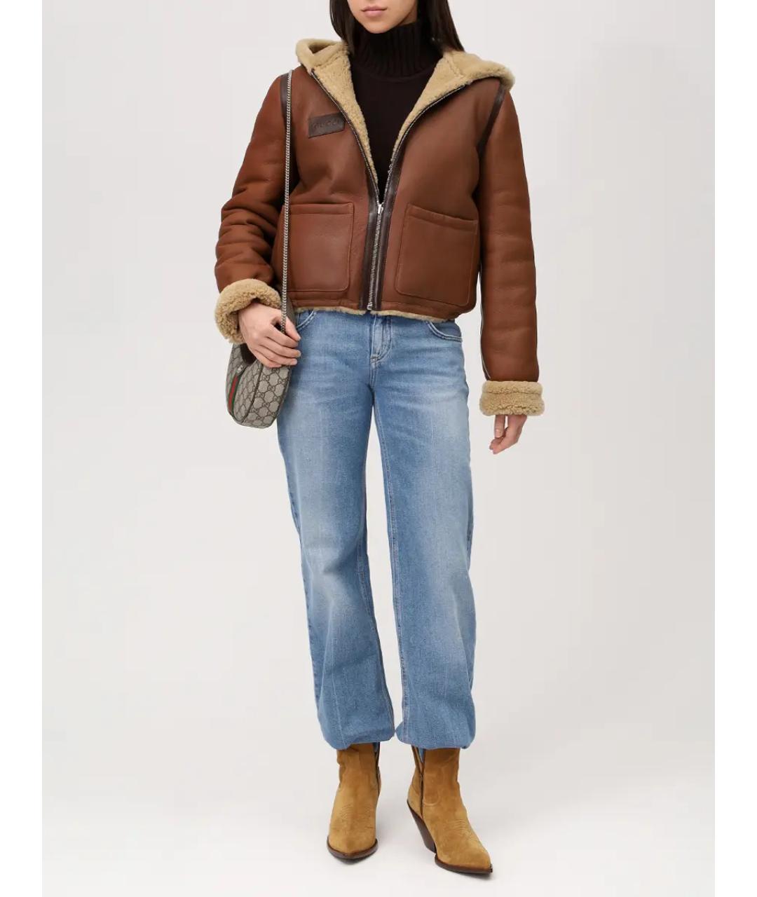 GUCCI Бежевая кожаная дубленка, фото 2