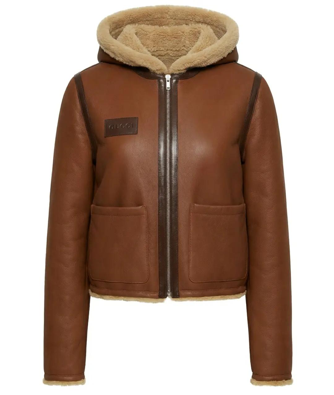 GUCCI Бежевая кожаная дубленка, фото 1