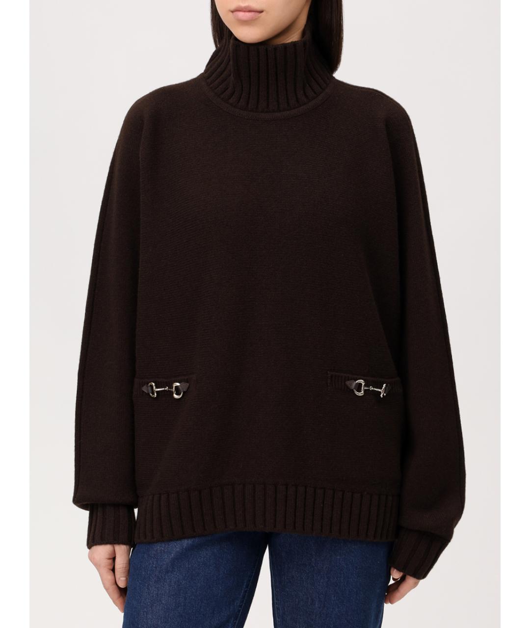 GUCCI Коричневый шерстяной джемпер / свитер, фото 4