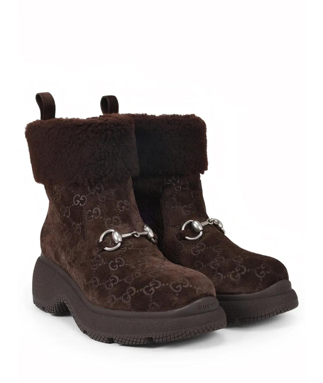 GUCCI Коричневые замшевые ботинки, фото 2