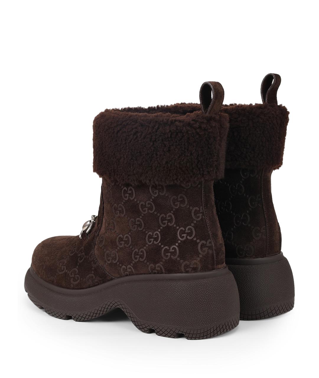 GUCCI Коричневые замшевые ботинки, фото 4