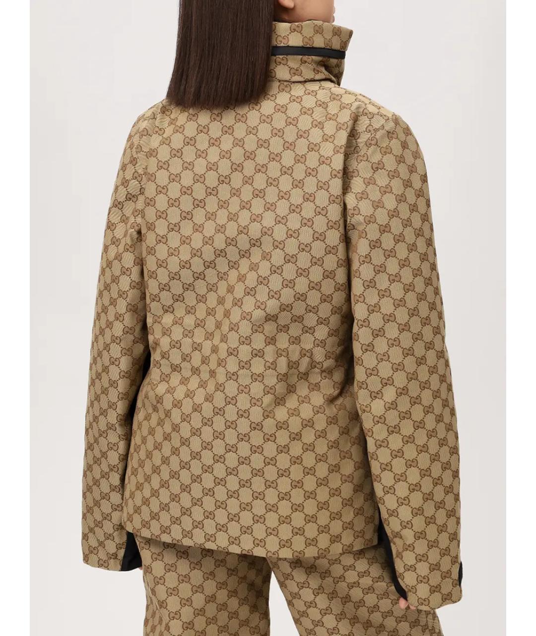 GUCCI Бежевая синтетическая спортивная куртка, фото 3