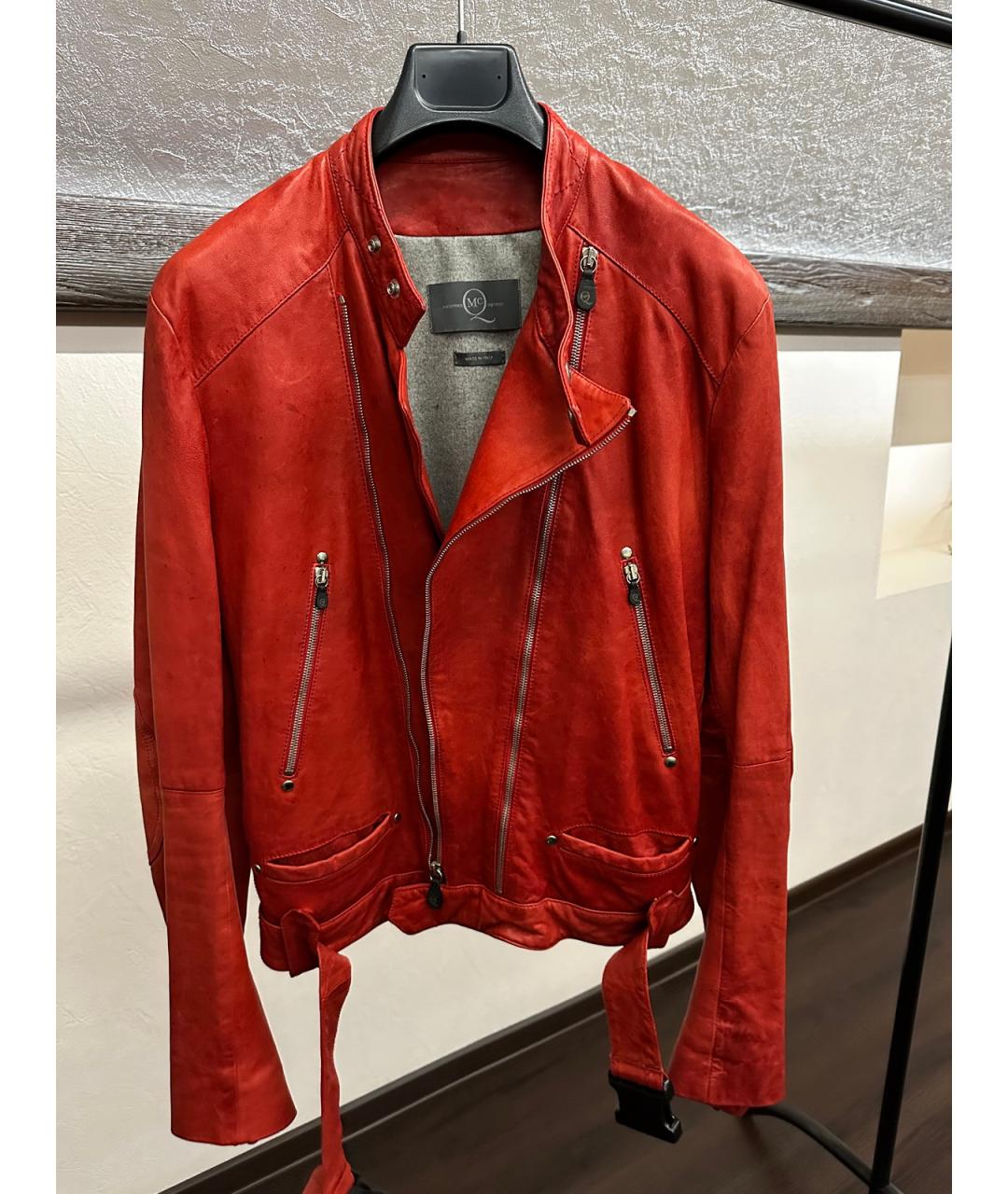 ALEXANDER MCQUEEN Красная кожаная куртка, фото 4
