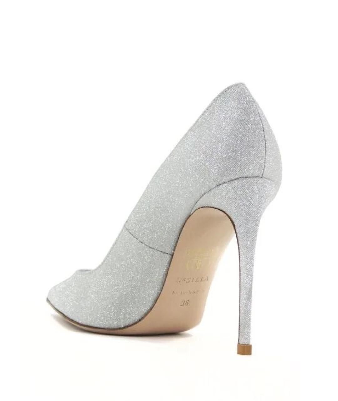 LE SILLA Серебряные текстильные туфли, фото 3