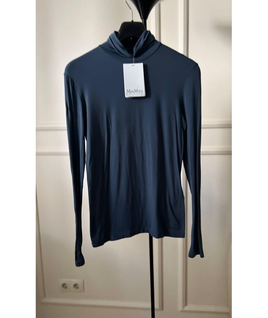 MAX MARA Темно-синяя вискозная водолазка, фото 8