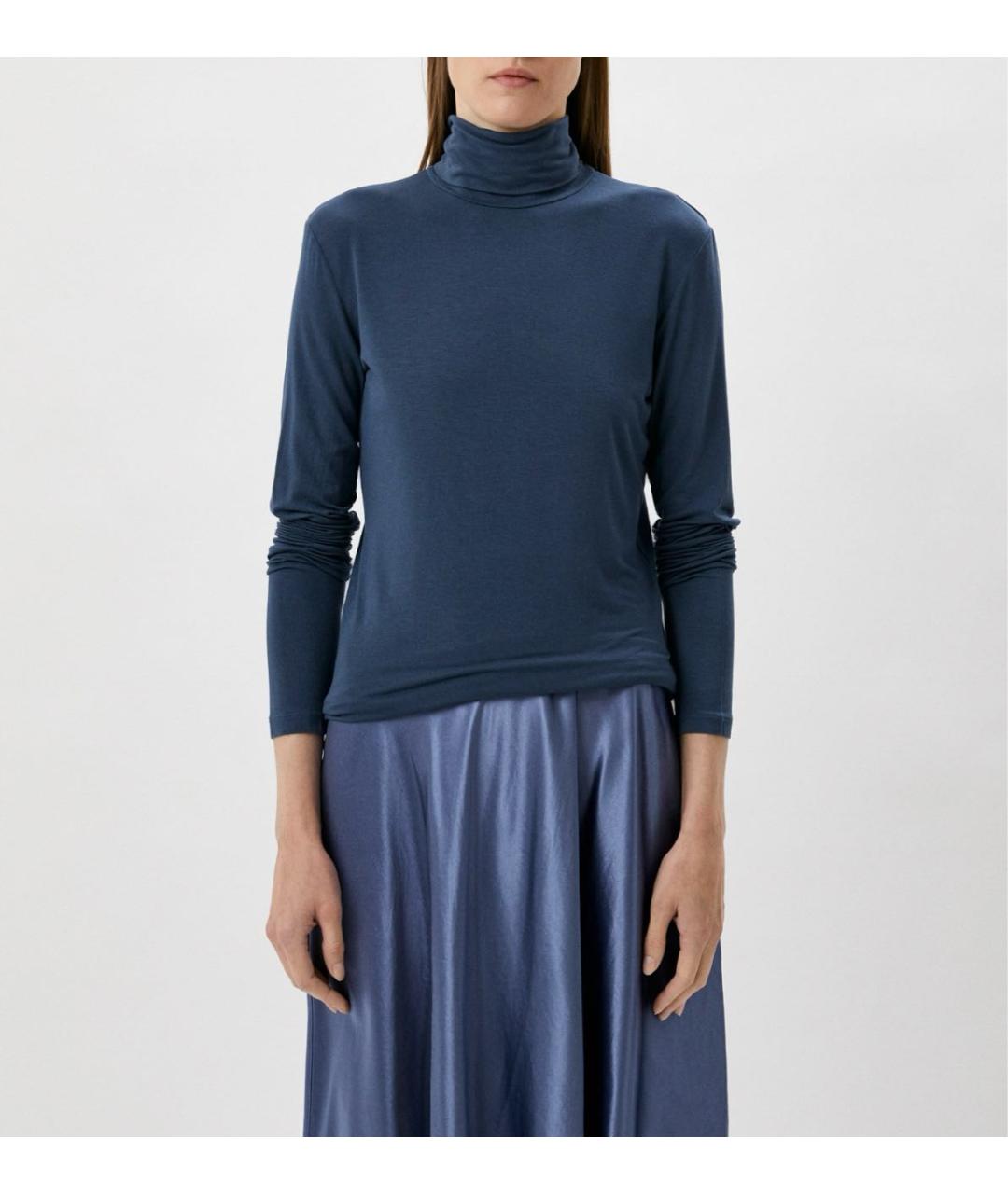 MAX MARA Темно-синяя вискозная водолазка, фото 2