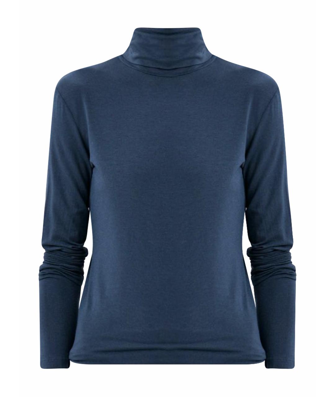 MAX MARA Темно-синяя вискозная водолазка, фото 1