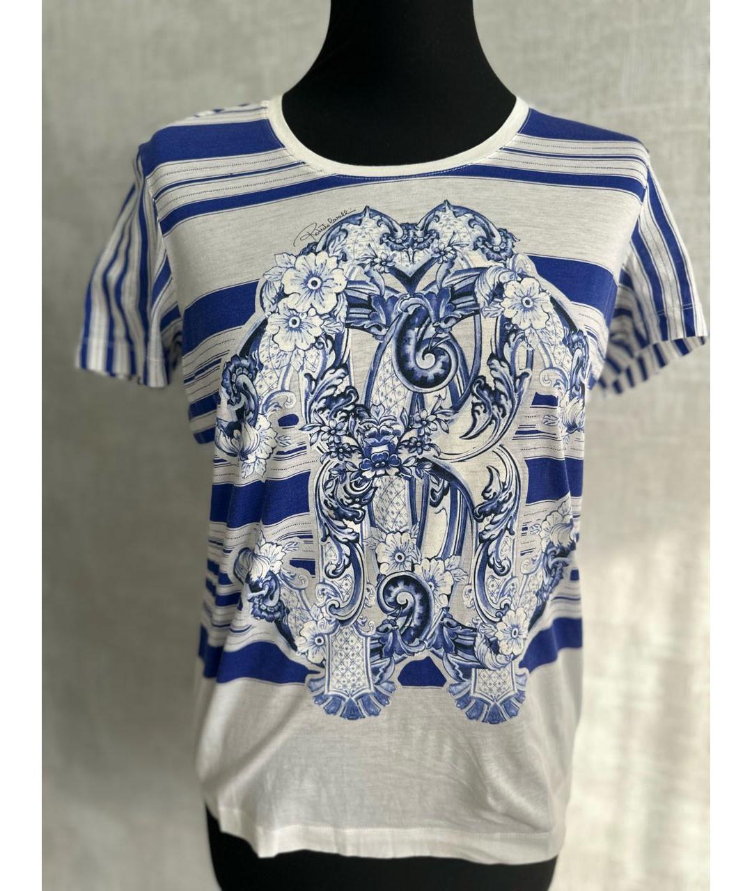 ROBERTO CAVALLI Голубая хлопковая футболка, фото 7