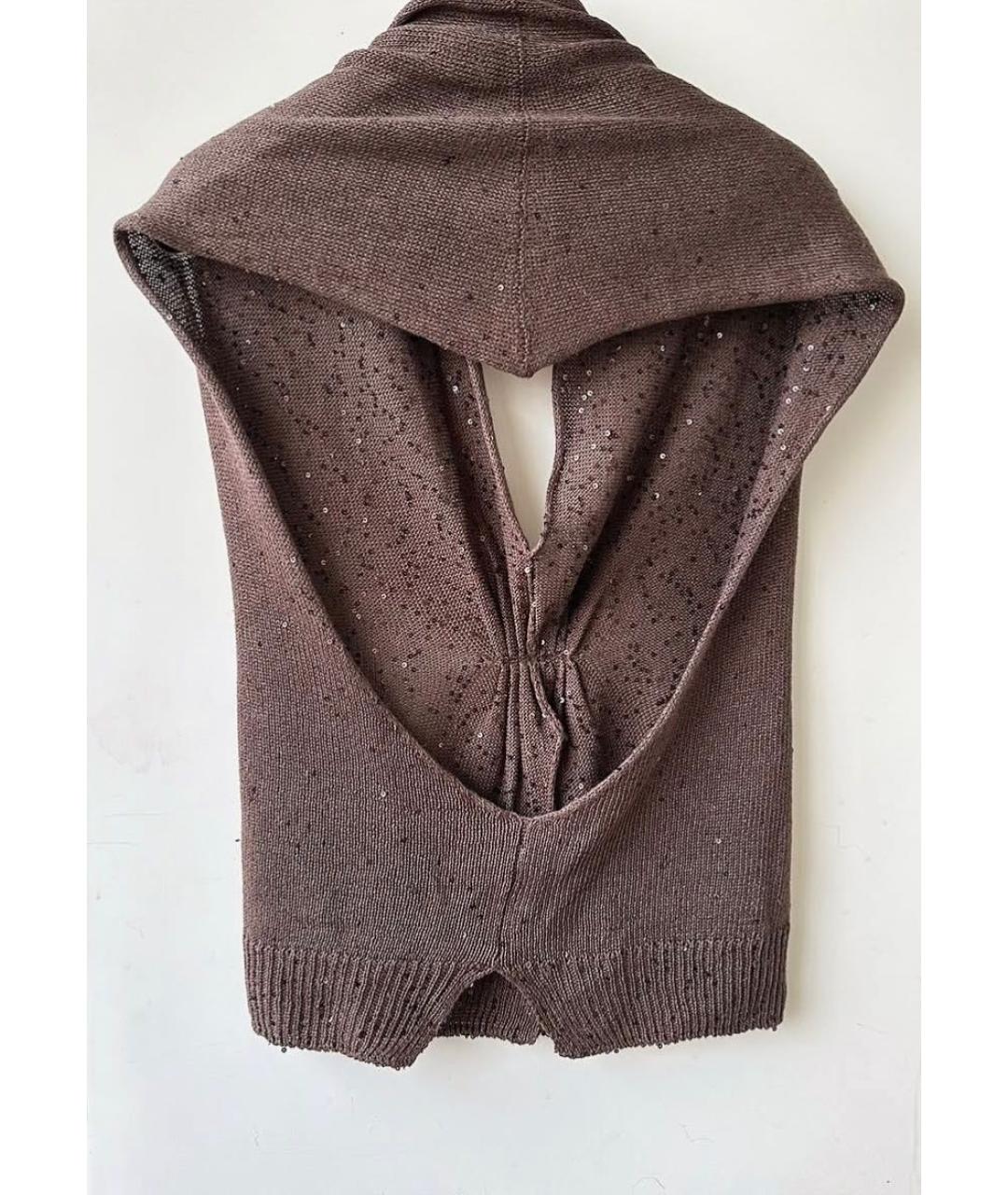 BRUNELLO CUCINELLI Коричневая шелковая блузы, фото 4