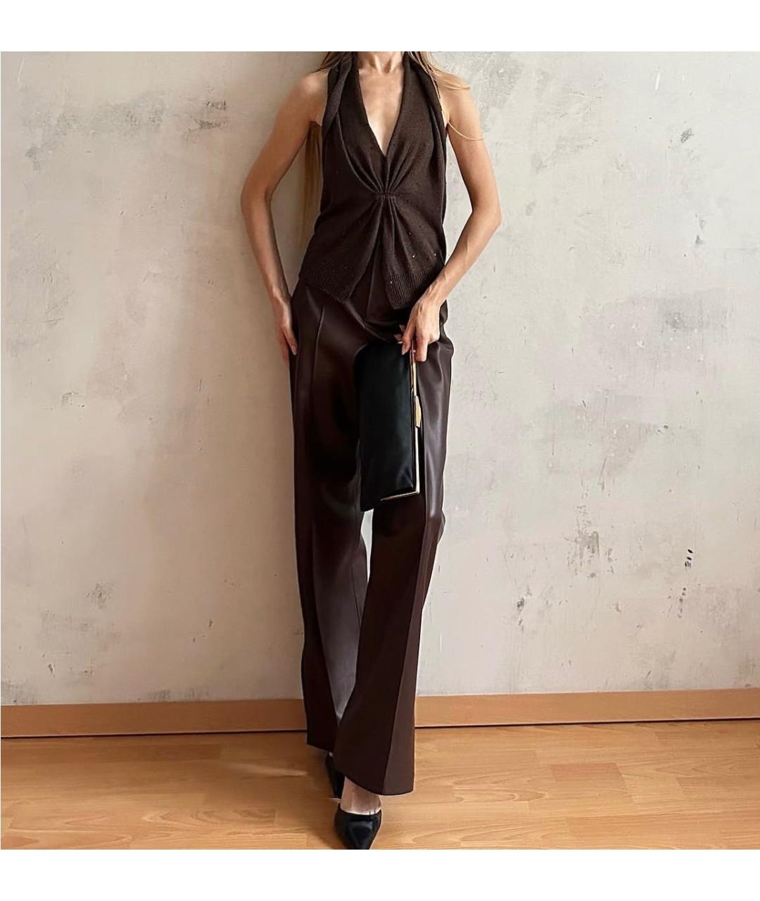 BRUNELLO CUCINELLI Коричневая шелковая блузы, фото 7