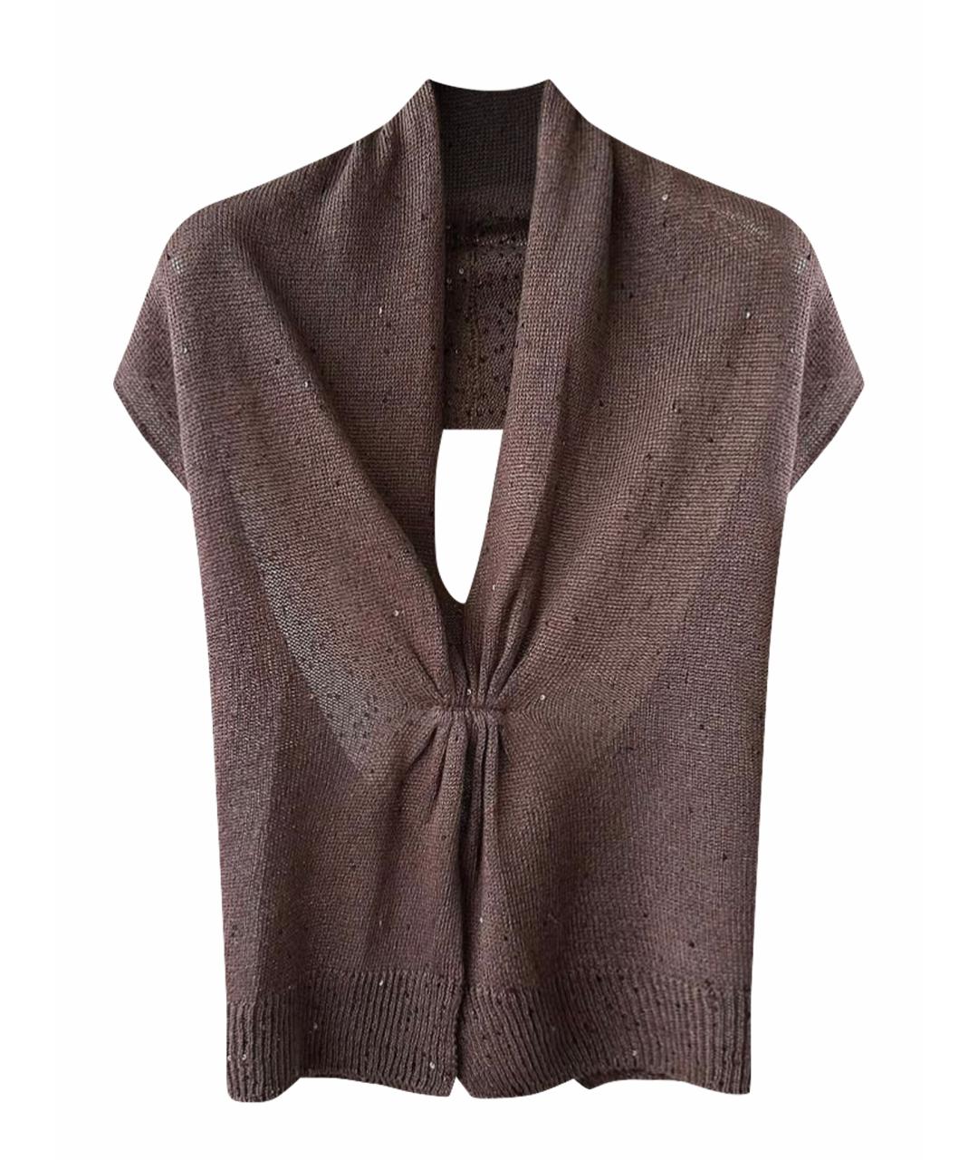 BRUNELLO CUCINELLI Коричневая шелковая блузы, фото 1