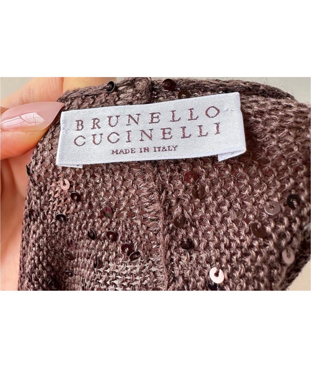 BRUNELLO CUCINELLI Коричневая шелковая блузы, фото 3