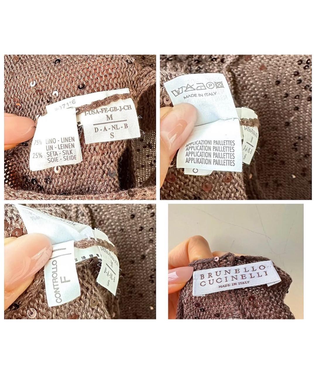 BRUNELLO CUCINELLI Коричневая шелковая блузы, фото 5