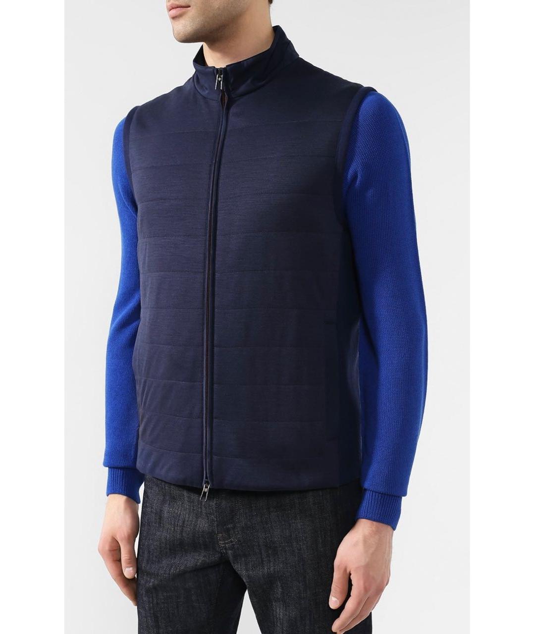 LORO PIANA Синий шерстяной жилет, фото 7
