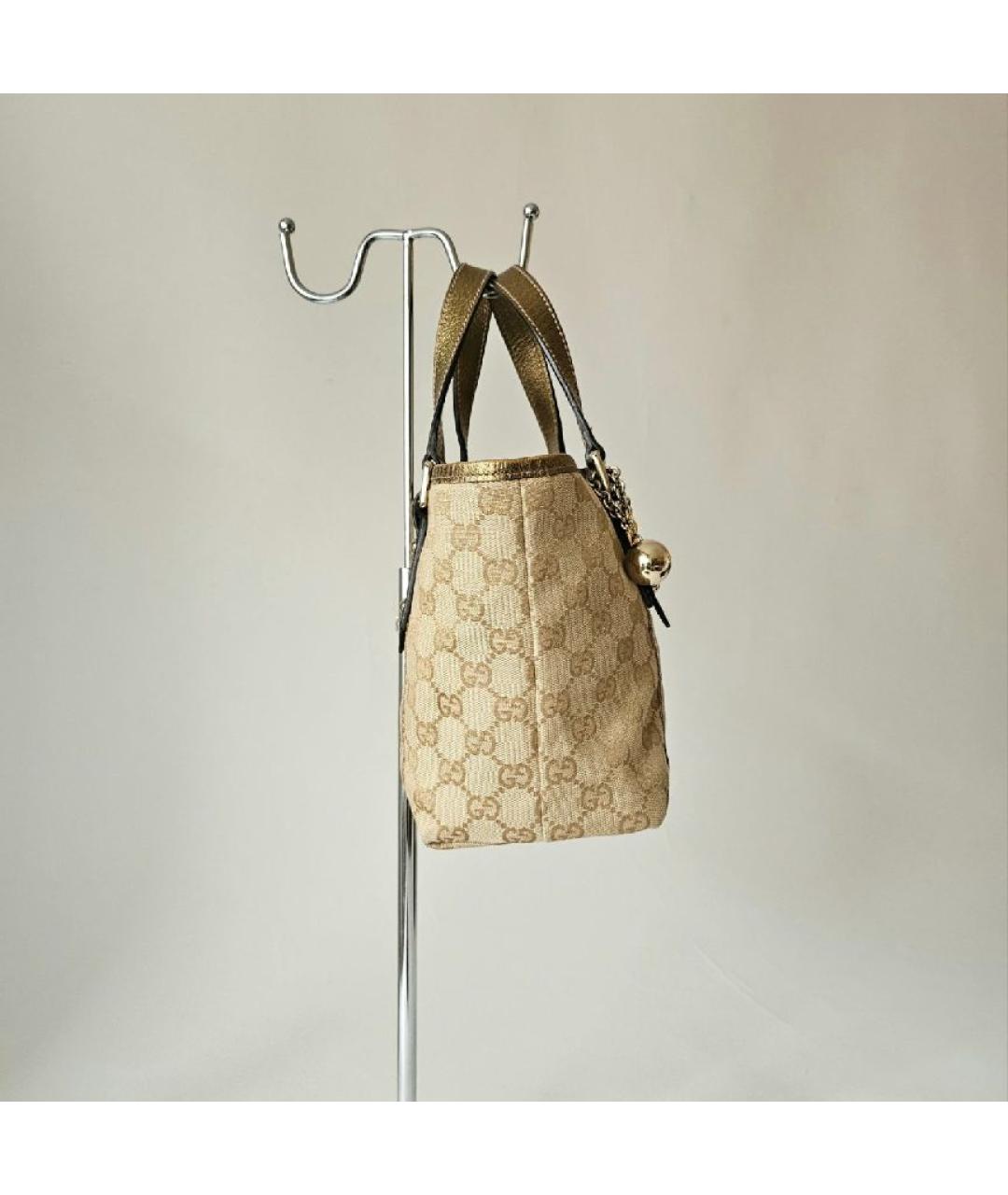 GUCCI Бежевая тканевая сумка с короткими ручками, фото 3