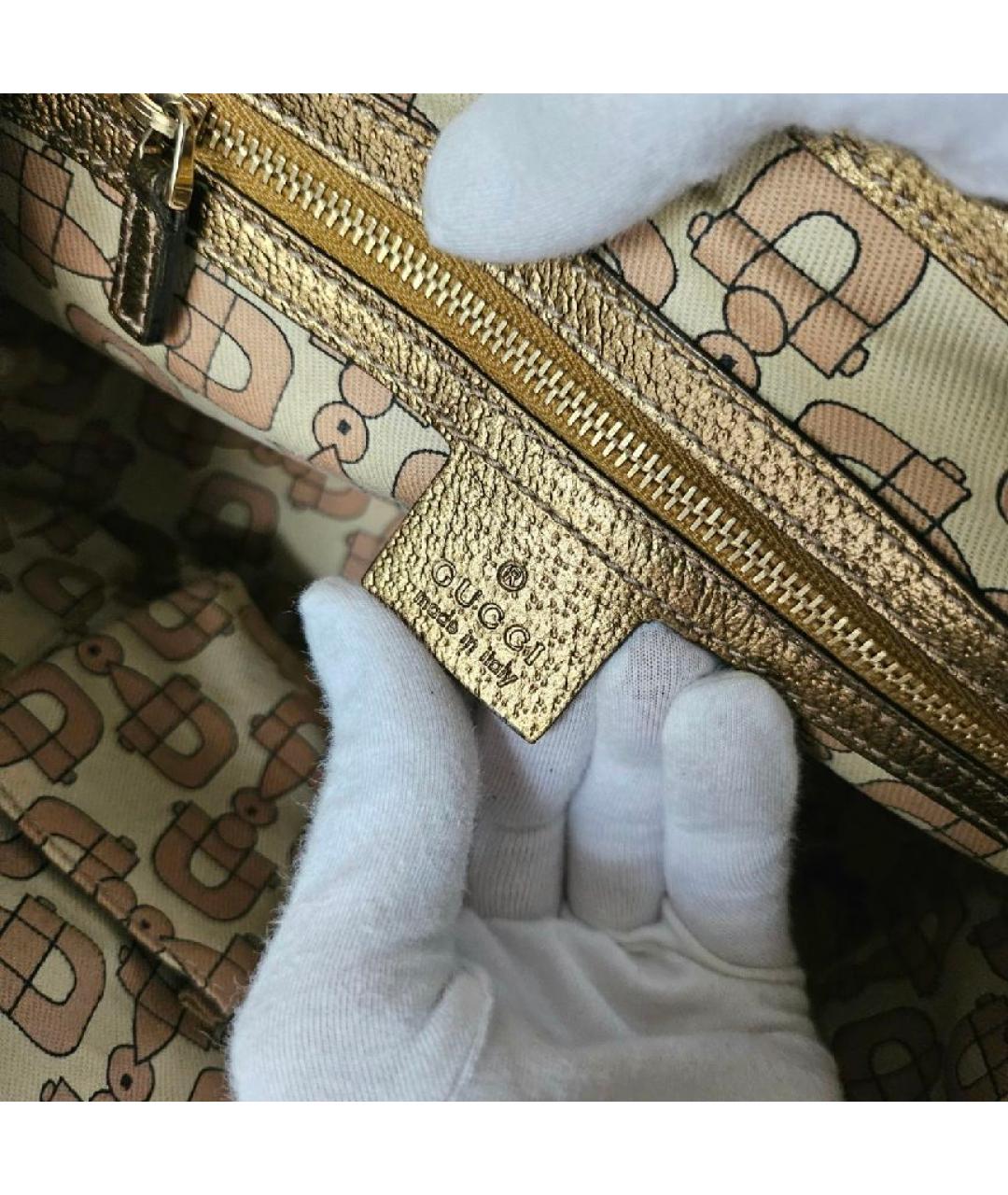 GUCCI Бежевая тканевая сумка с короткими ручками, фото 7