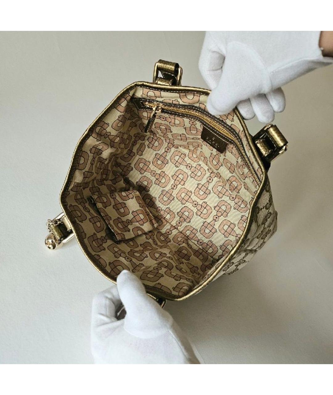 GUCCI Бежевая тканевая сумка с короткими ручками, фото 6