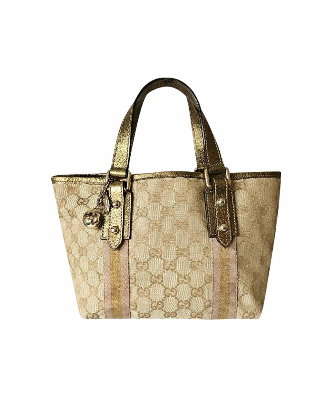 GUCCI Бежевая тканевая сумка с короткими ручками, фото 1