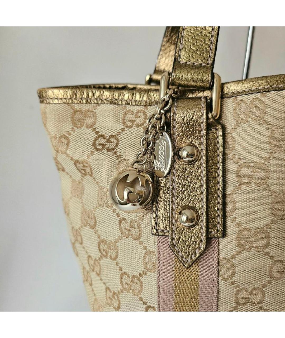 GUCCI Бежевая тканевая сумка с короткими ручками, фото 5