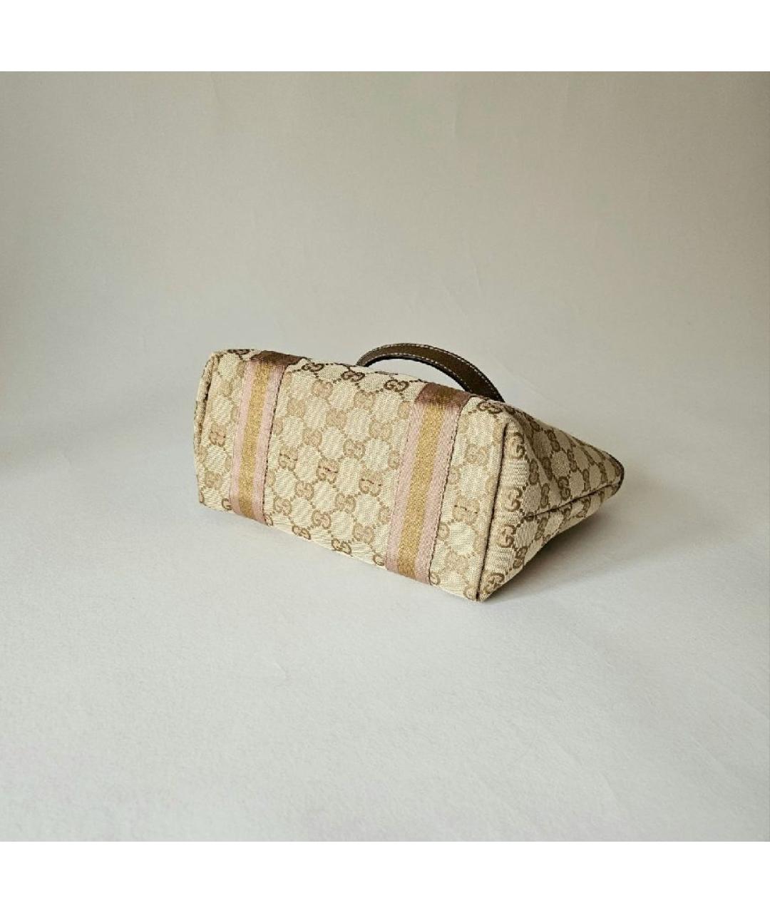 GUCCI Бежевая тканевая сумка с короткими ручками, фото 2