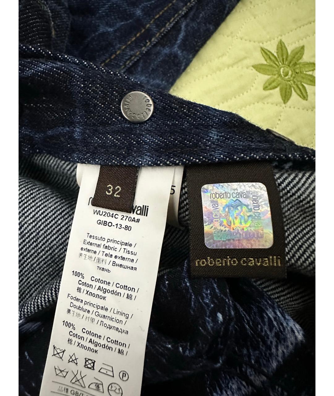 ROBERTO CAVALLI Синие хлопковые джинсы, фото 9