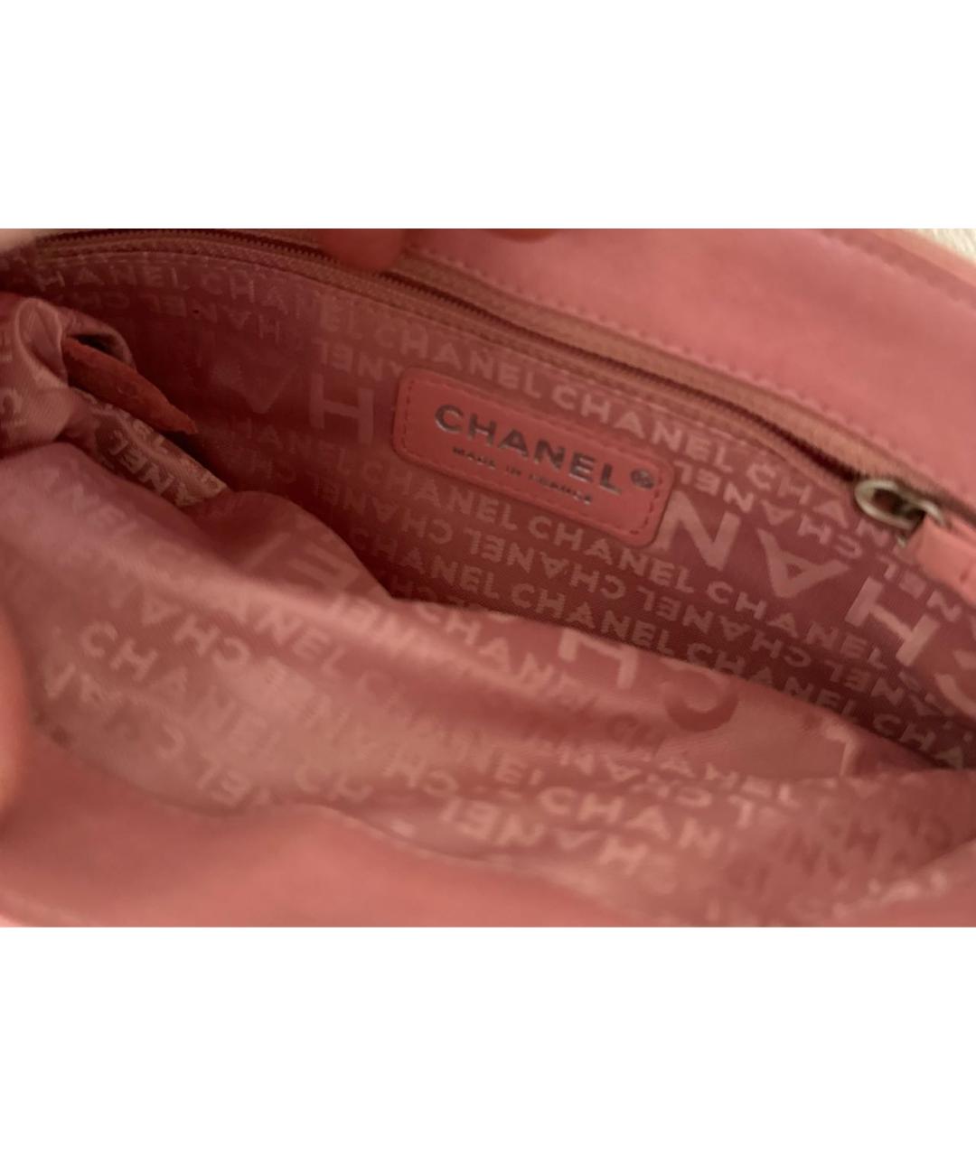 CHANEL Розовая замшевая сумка с короткими ручками, фото 4