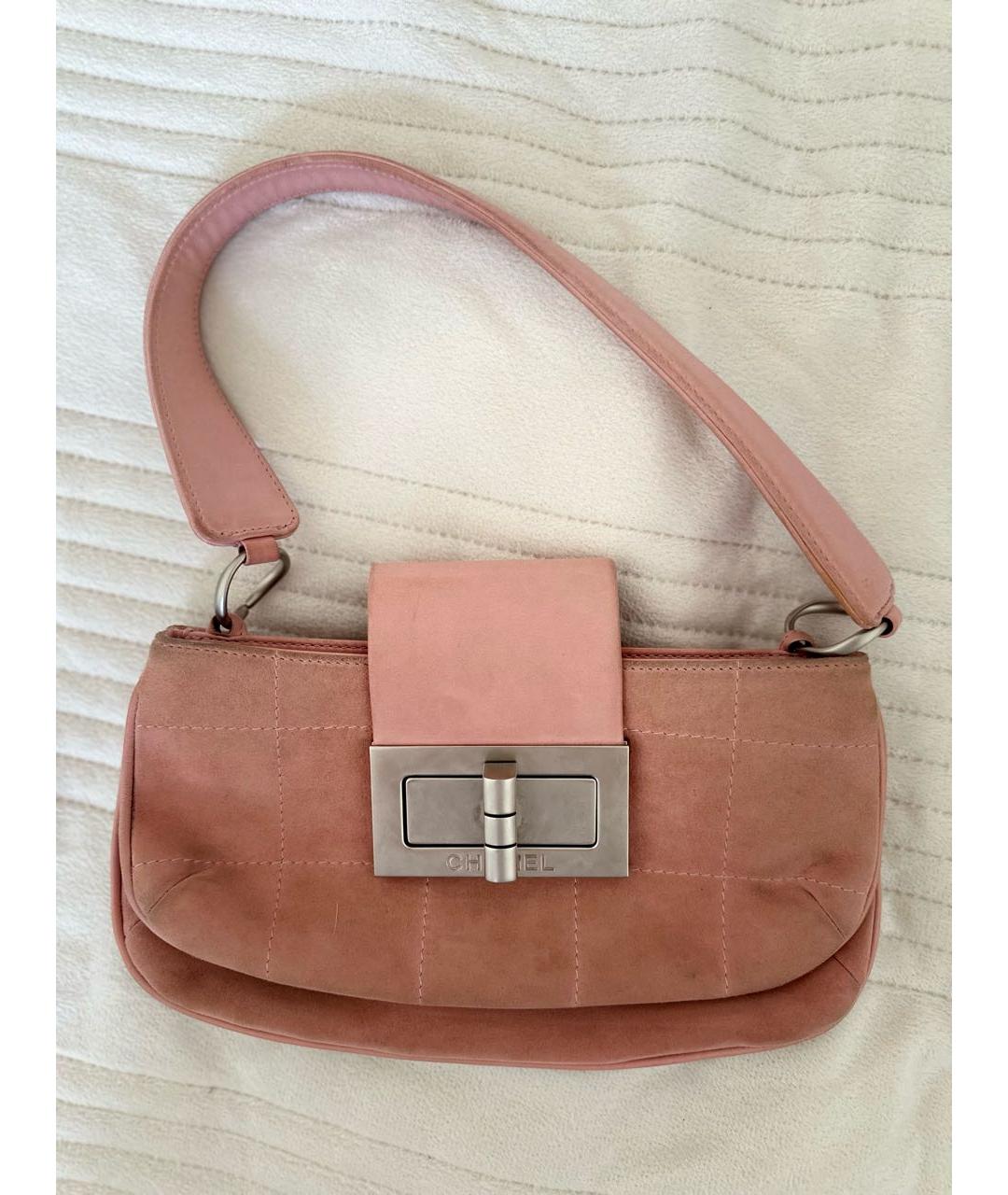CHANEL Розовая замшевая сумка с короткими ручками, фото 9