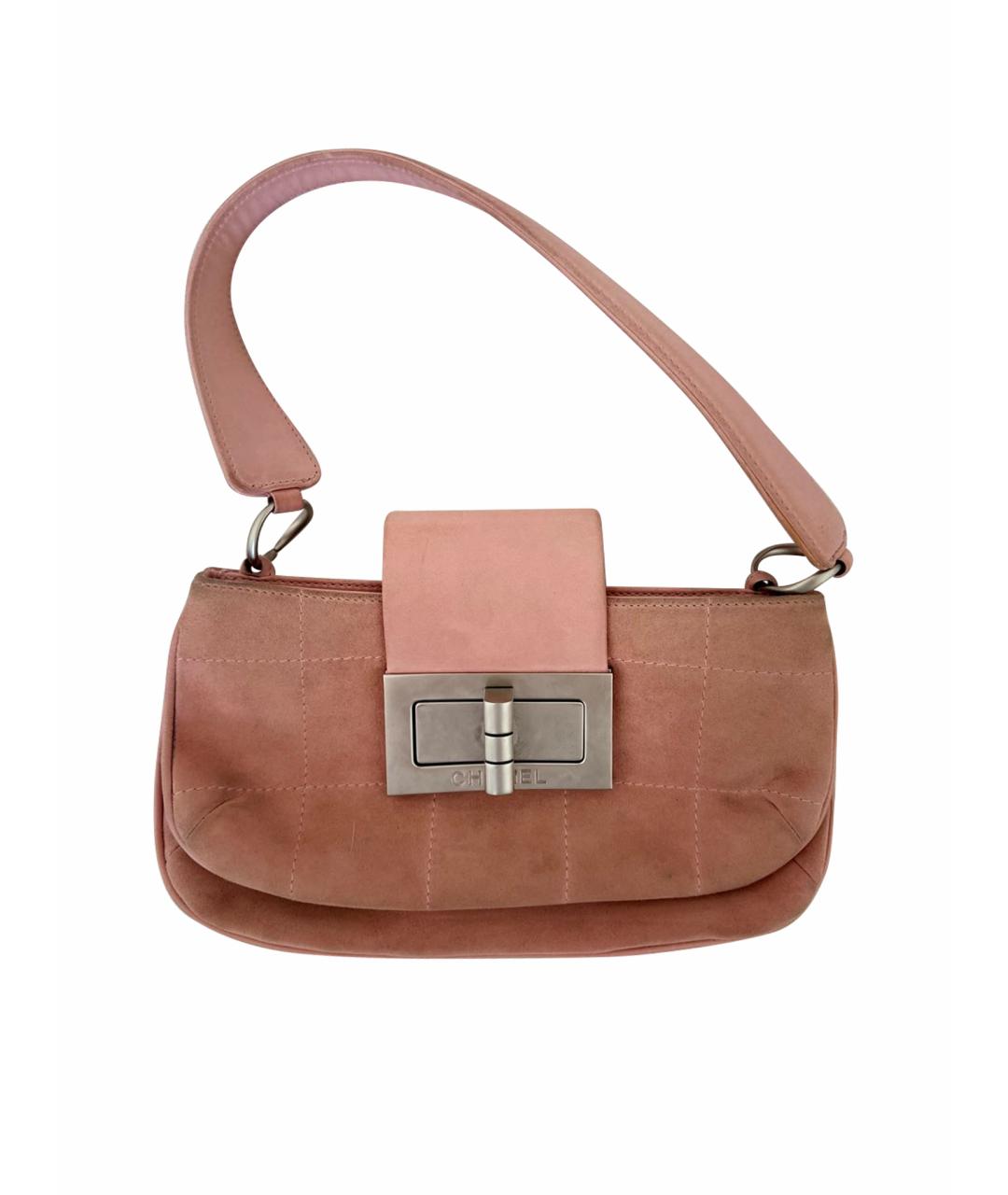 CHANEL Розовая замшевая сумка с короткими ручками, фото 10