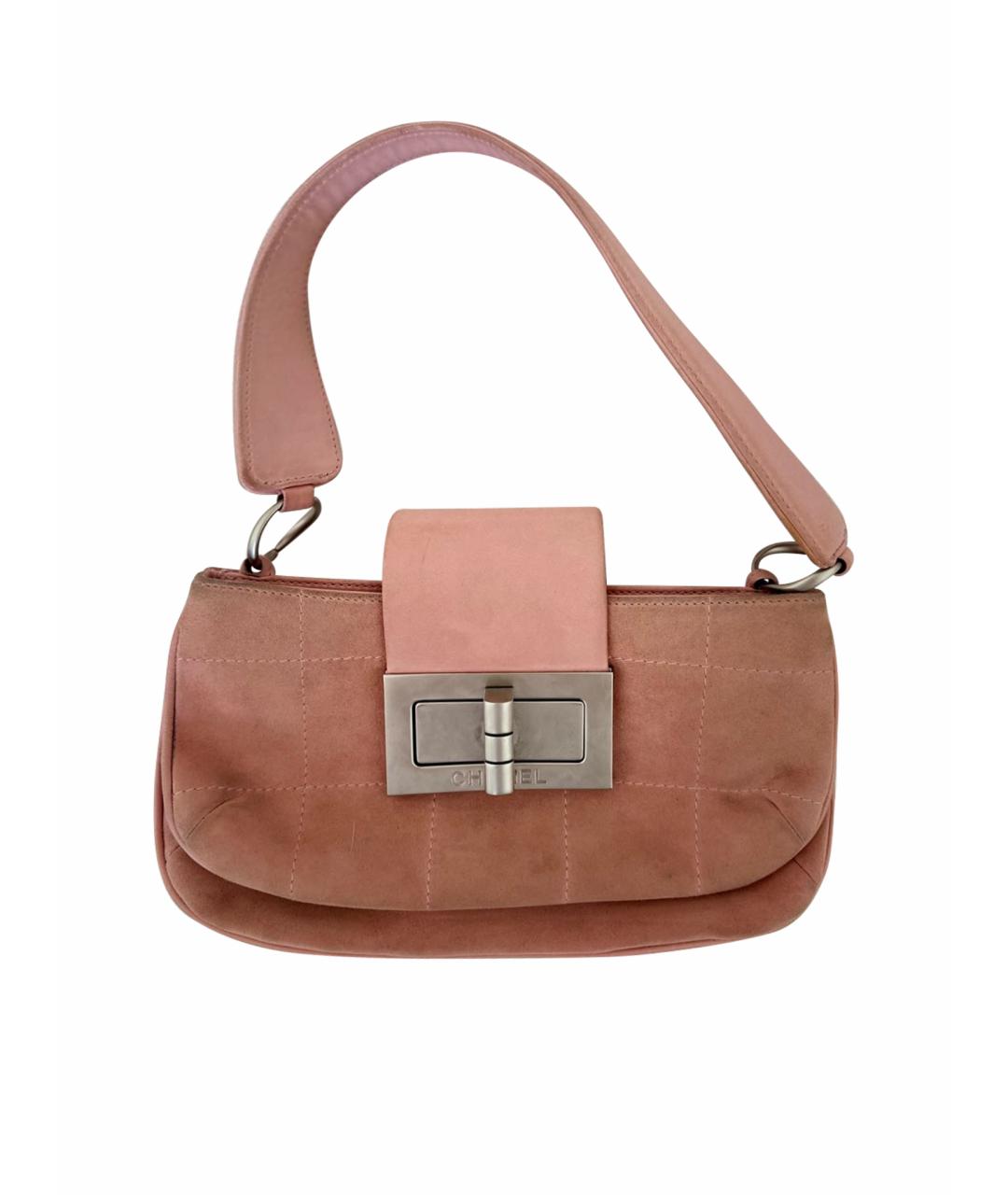 CHANEL Розовая замшевая сумка с короткими ручками, фото 1