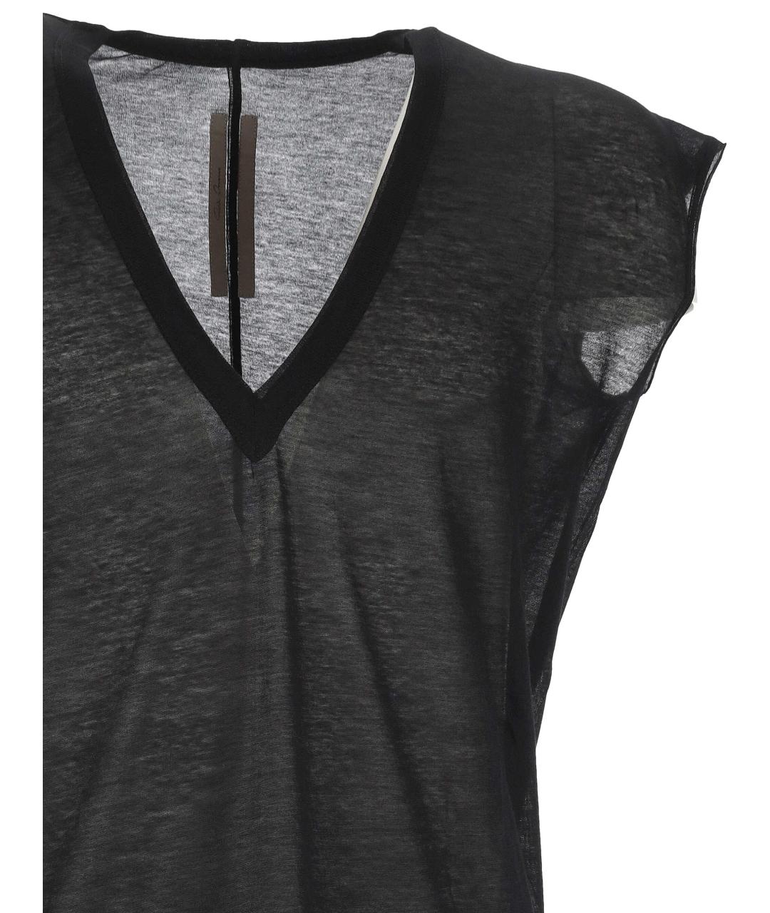 RICK OWENS Черная хлопковая футболка, фото 2