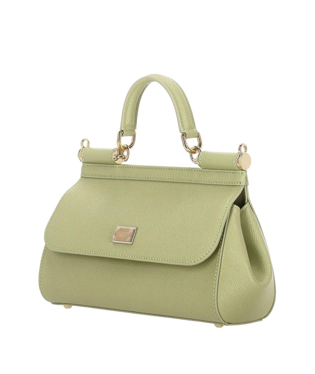 DOLCE&GABBANA Зеленая кожаная сумка тоут, фото 2