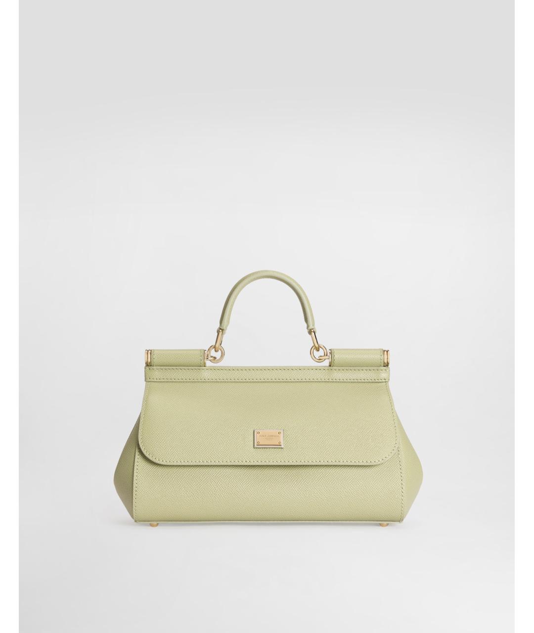 DOLCE&GABBANA Зеленая кожаная сумка тоут, фото 5