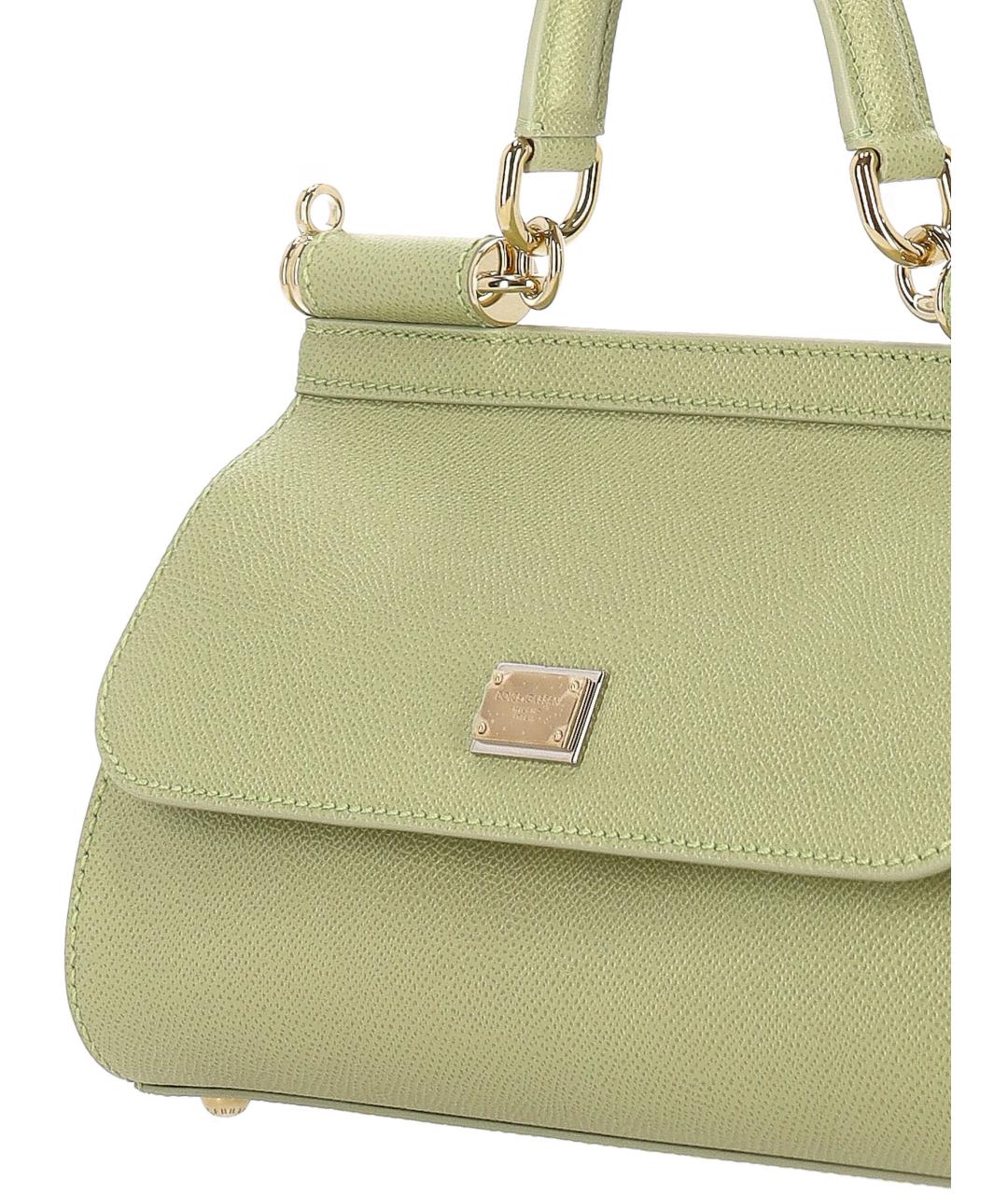 DOLCE&GABBANA Зеленая кожаная сумка тоут, фото 4