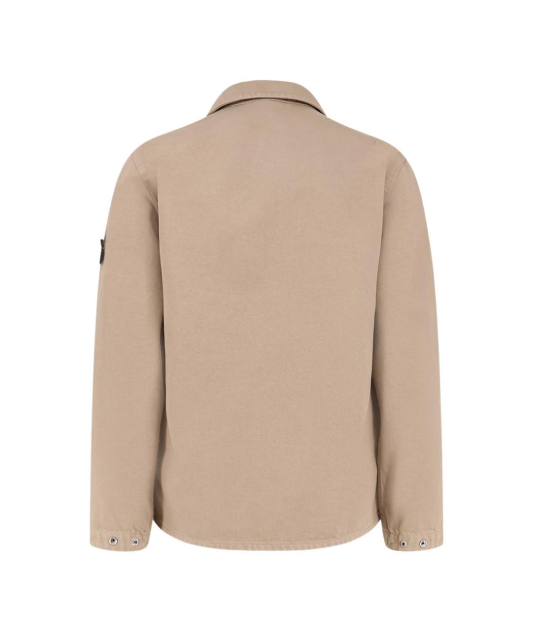 STONE ISLAND Бежевая хлопковая кэжуал рубашка, фото 3