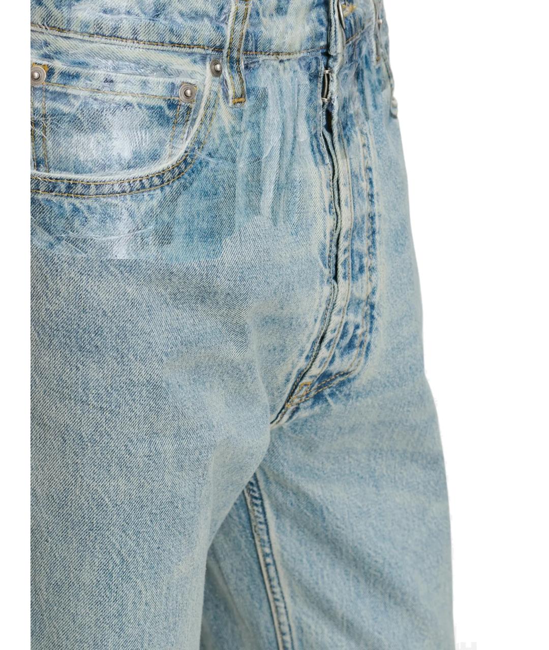 MAISON MARGIELA Голубые хлопковые прямые джинсы, фото 2