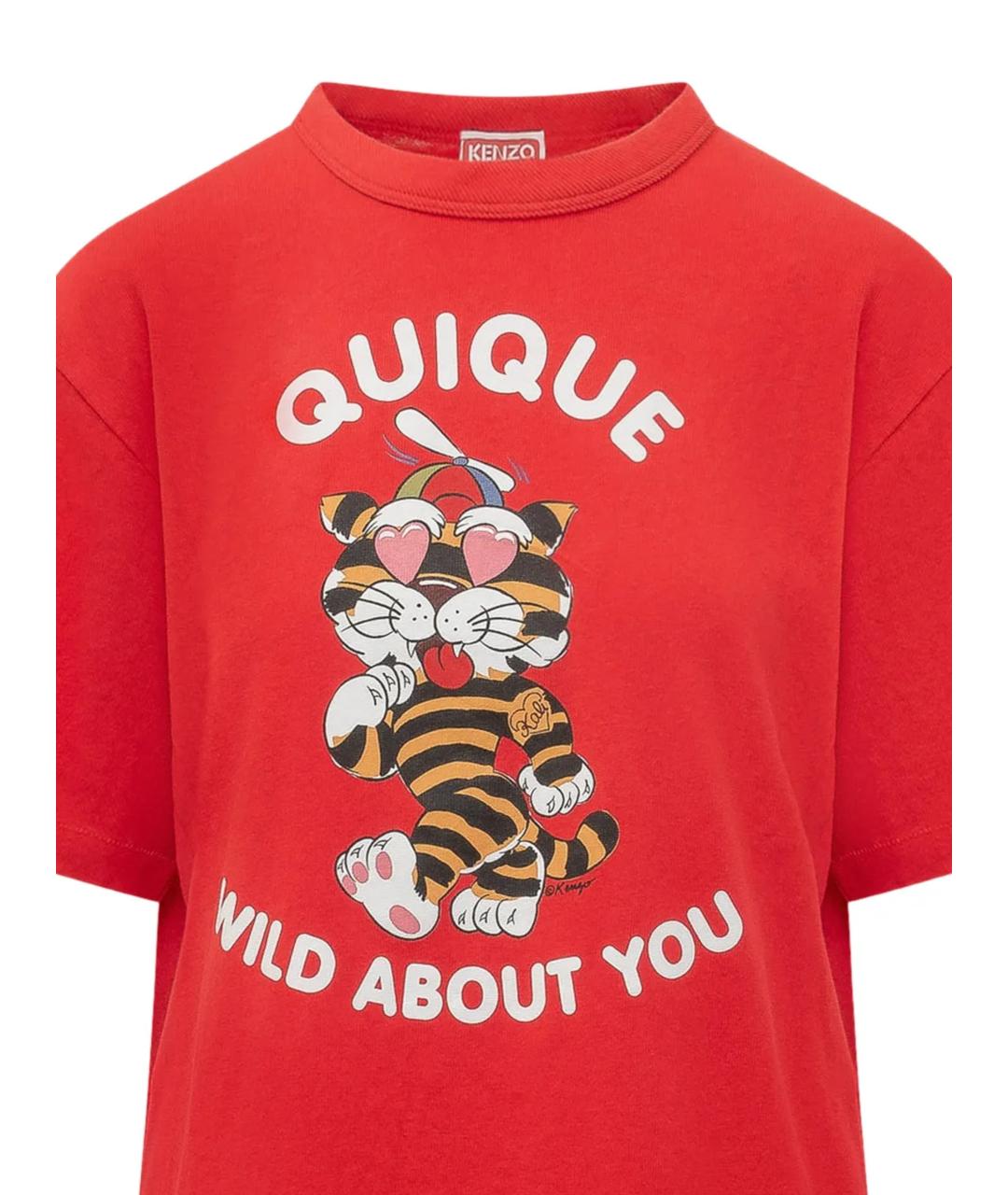 KENZO Красная хлопковая футболка, фото 2