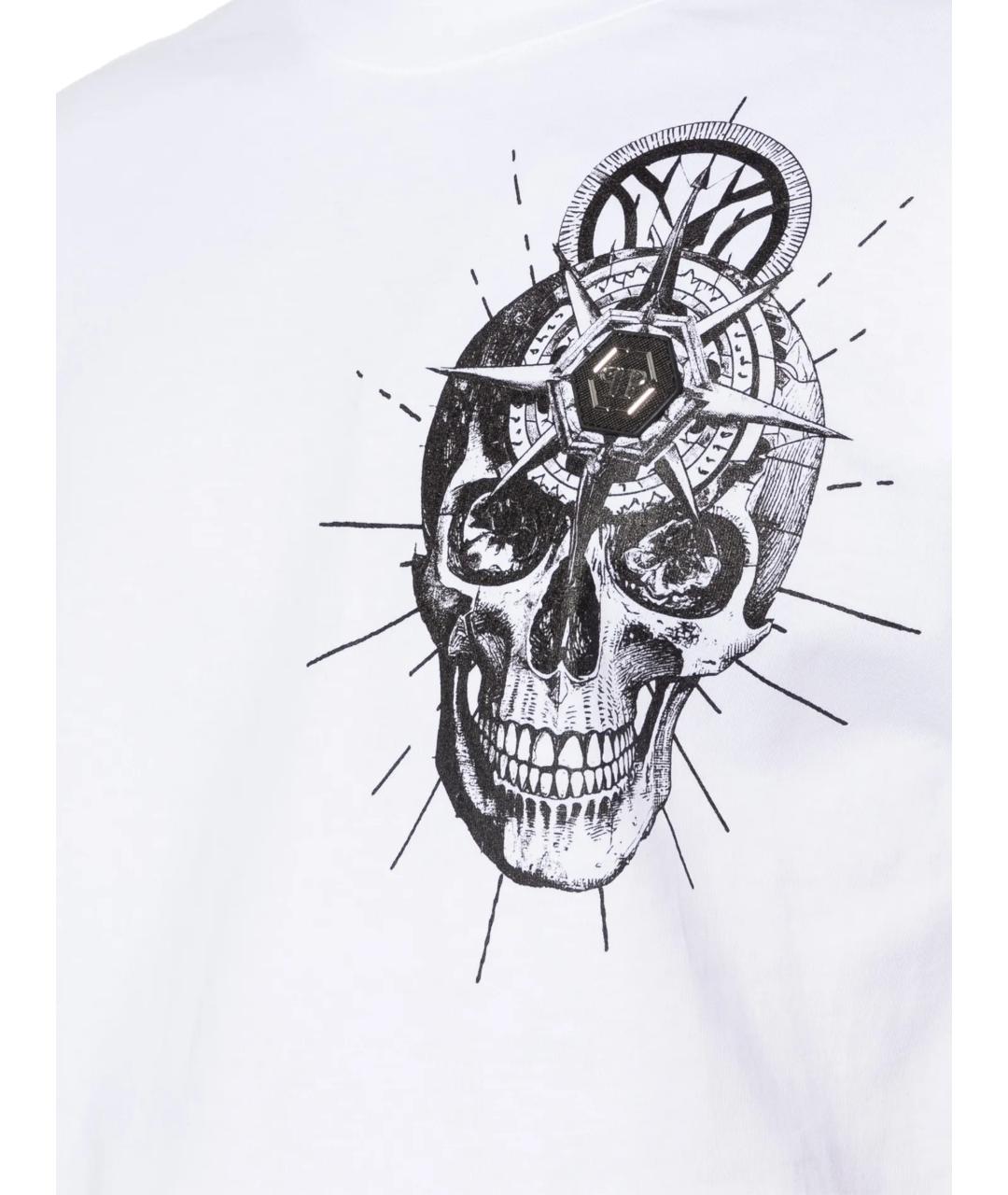 PHILIPP PLEIN Белая хлопковая футболка, фото 2