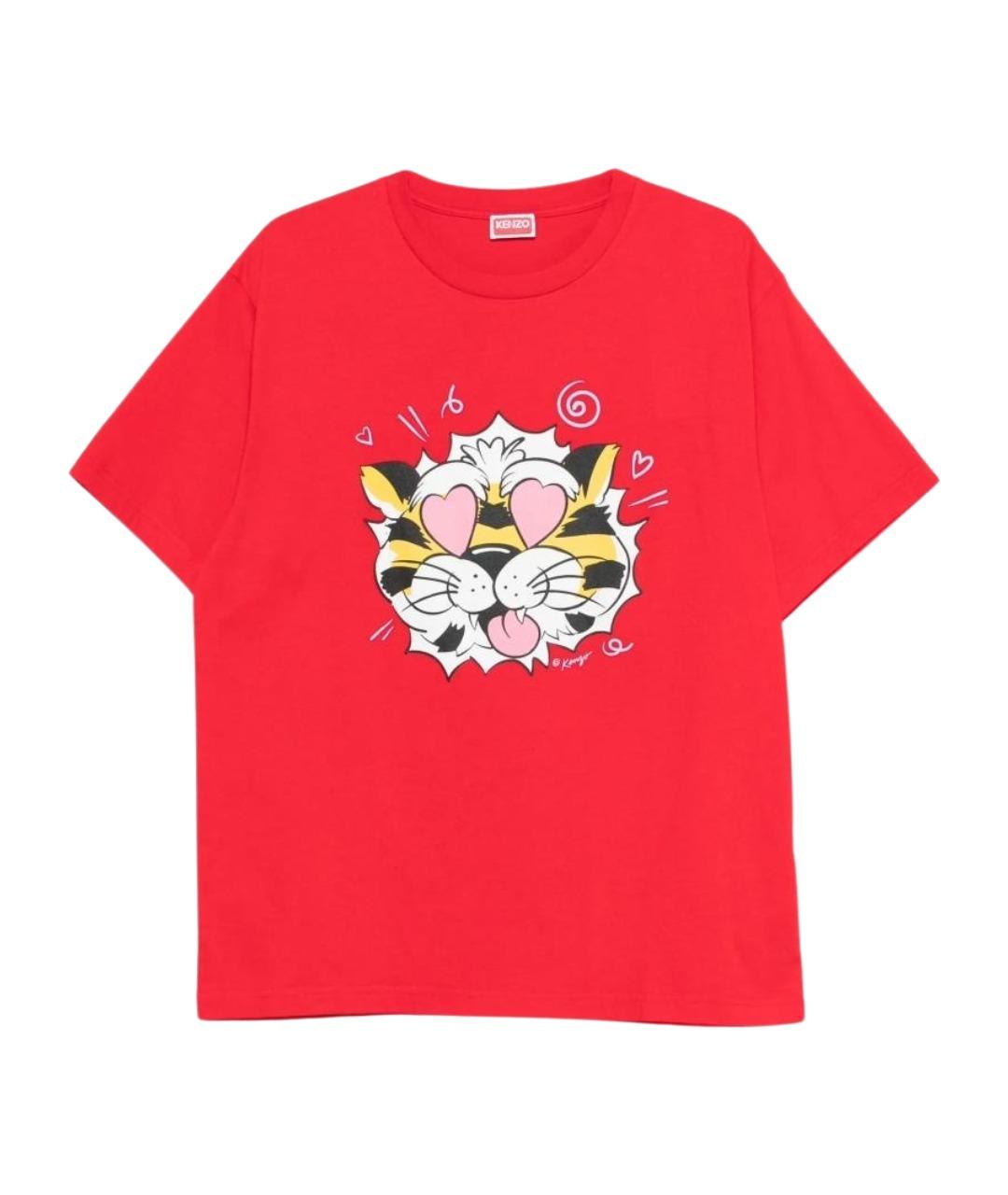 KENZO Красная хлопковая футболка, фото 1