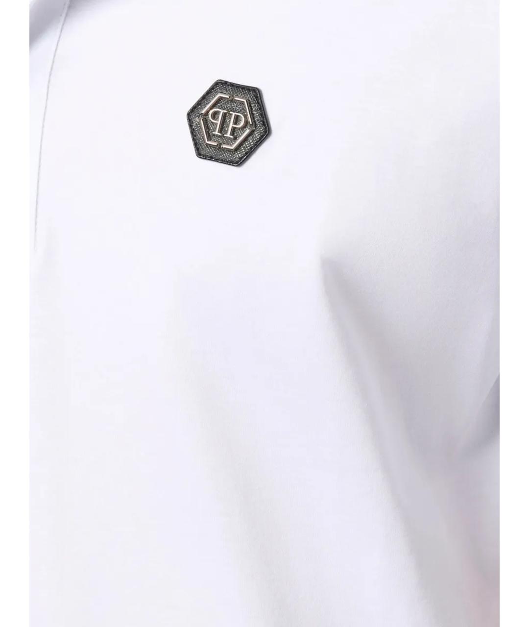 PHILIPP PLEIN Белое хлопковое поло с коротким рукавом, фото 2