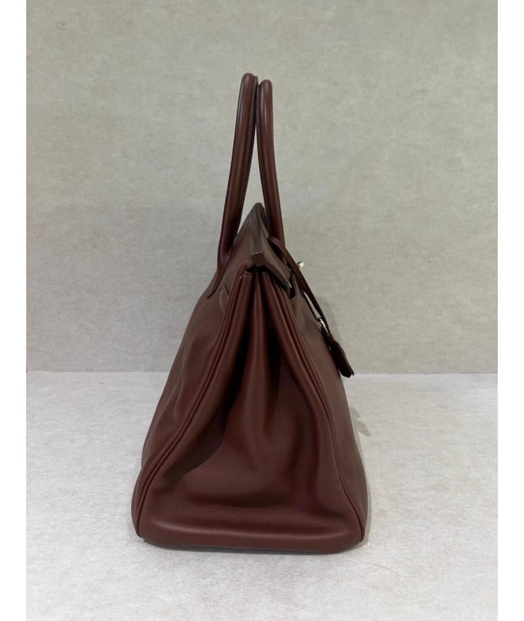 HERMES Бордовая кожаная сумка с короткими ручками, фото 4