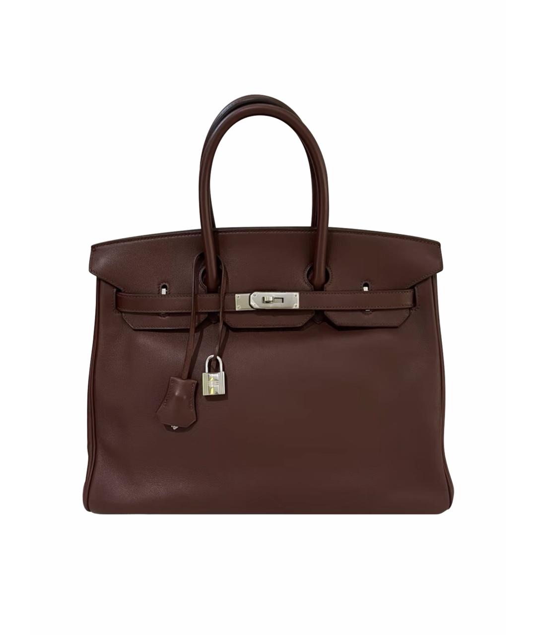 HERMES Бордовая кожаная сумка с короткими ручками, фото 7